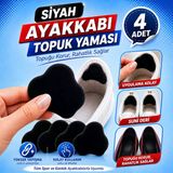Ayakkabı Topuk Yaması 4'Lü Siyah Suni Deri Yapışkanlı Ayakkabı Topuk Koruyucu Tamir Onarım Pedi