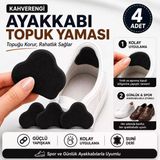 Ayakkabı Topuk Yaması Siyah Suni Deri Yapışkanlı Ayakkabı Topuk Koruyucu Tamir Onarım Pedi 4'Lü Set