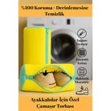 Ayakkabı Yıkama Çantası Özel Koruyucu Kumaş, Fermuarlı, Tekrar Kullanılabilir Büyük Boy Torba File Sarı