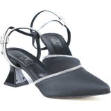 Ayakkabımood MS029 Siyah Saten 6 cm Topuklu Bayan Ayakkabı