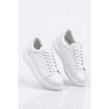 Ayakkabium Yüksek Kalite Kalın Taban Bağcıklı Sneaker Tarz Erkek Spor Ayakkabı Beyaz