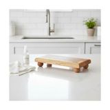 Ayaklı Ahşap Sunumluk | Akasya ve Bambu Karışımı | 21X10 cm | Şık Tezgah Üstü Servis ve Dekoratif Stand - Option-1 - 51R-Turuncu