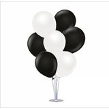 Ayaklı Balon Standı 7li Set, 7 Adet Taraftar Siyah-Beyaz Balon