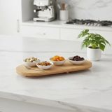 Ayaklı Bambu Sunum Tabakları, Ayaklı Bambu Sunumluk, Kek, Börek, Çörek Ve Çikolata Sunum Tepsisi Yuvarlak Kenarlı Oval Sunumluk (32Xm*12Cm*1,5