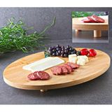 Ayaklı Bambu Tepsi Oval 37 28cm Servis Sunum Tepsi