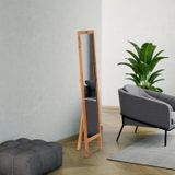 Ayaklı Boy Ayna Doğal Masif Ağaç Çerçeveli Kayın Ayna 38x143 Cm