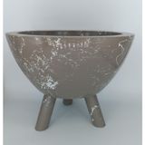 Ayaklı Dekoratif Beton Saksı 20x16 cm (Vizon Beyaz) | Ahşap ayaklı beton saksı