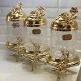 Ayaklı Lux Kavanoz Set 3 Lü - Gold - 999 ml - 1