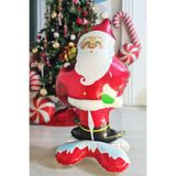 Ayaklı Noel Baba Balonu Büyük Boy Yılbaşı Süsleri Noel Baba Şekilli Balon