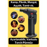 Ayaklı Premium Doldurulabilir Depolu Vantuzlu 1300 Derece Torch Kamp Mangal Piknik Pürmüz Çakmak