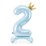 Ayaklı ve Kral Taç'lı Rakam Folyo Balon 34 İnç 76 Cm (Bebe Mavisi, 2)