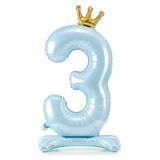 Ayaklı ve Kral Taç'lı Rakam Folyo Balon 34 İnç 76 Cm (Bebe Mavisi, 3)