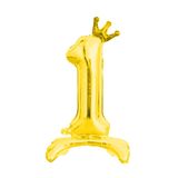 Ayaklı ve Kral Taç'lı Rakam Folyo Balon 34 İnç 76 Cm (Gold, 1)
