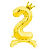 Ayaklı ve Kral Taç'lı Rakam Folyo Balon 34 İnç 76 Cm (Gold, 2)