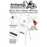 Ayakli Yazi Tahtasi Beyaz 40X55 Cm Teleskobik Ayakli 1 Adet Aluminyum Kolay Silinebilir Ergomik Beyaz Yazi Tahtasi