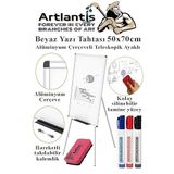 Ayakli Yazi Tahtasi Beyaz 50X70 Cm Teleskobik Ayakli 1 Adet Aluminyum Kolay Silinebilir Ergomik Beyaz Yazi Tahtasi