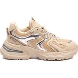 Ayakmod Bej Bağcıklı Kalın Taban Hafif Kadın Sneaker 2318 G