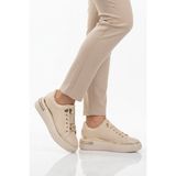 Ayakmod Bej Bağcıklı Taş İşlemeli Hafif Kadın Sneaker 431156 Z