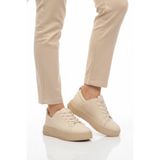 Ayakmod Bej Kalın Taban Bağcıklı Unisex Spor Ayakkabı Oz-03 Z