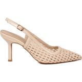 Ayakmod Bej Nefes Alan Örgü Dokulu Slingback Kadın Topuklu Ayakkabı 658248 Z