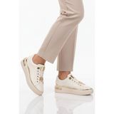Ayakmod Beyaz Bağcıklı Taş İşlemeli Hafif Kadın Sneaker 431156 Z