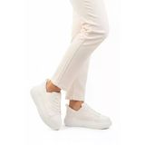 Ayakmod Beyaz Kalın Taban Bağcıklı Unisex Spor Ayakkabı Oz-03 Z