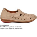Ayakmod Kadın Bej Dar Kalıp Ortopedik Cırtlı Nefes Alan Rahat Günlük Ayakkabı 1018 Z