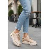 Ayakmod Lady 029 Z Gold Detaylı Bej Kadın Sneaker - 36