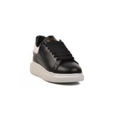 Ayakmod Premium 02028 M Beyaz-Siyah-Beyaz Hakiki Deri Erkek Sneaker - 44