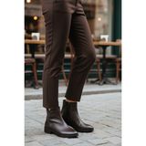 Ayakmod Premium 21893-1 Z Kahve Hakiki Deri Kadın Topuklu Klasik Bot