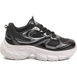 Ayakmod Siyah Beyaz Bağcıklı Hafif Yüksek Taban Kadın Sneaker 2376 G - 01-Siyah - Beyaz