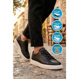 Ayakmod Siyah Hakiki Deri Büyük Numara Erkek Casual Sneaker Ayakkabı 2660