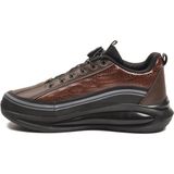 Ayakmod Siyah-Kahve Akıllı Bağcıklı Rahat Kalın Hafızalı Tabanlı Erkek Casual Sneaker Ayakkabı 2250 - Siyah - Açık Kahverengi