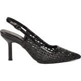 Ayakmod Siyah Nefes Alan Örgü Dokulu Slingback Kadın Topuklu Ayakkabı 658248 Z