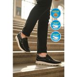 Ayakmod Siyah Nubuk Hakiki Deri Anatomik Rahat Tabanlı Erkek Casual Ayakkabı Loafer 2406