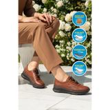AYAKMOD Taba Hakiki Deri Ortopedik Kadın Hafif Esnek Casual Ayakkabı 690 Z