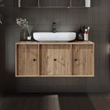 Ayaksız Oval Lavabolu Mdf 105 cm Çekmeceli Banyo Dolabı - Atlantik Çam