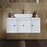 Ayaksız Oval Lavabolu Mdf 105 cm Çekmeceli Banyo Dolabı - Beyaz