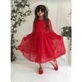 Ayancık Kids Kız Elbise Kırmızı Kına Düğün Doğumgünü Abiye (6-7-8-9-10-11-12) Yaş