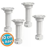 Ayarlanabilir 4 Adet (10+2 Cm) Plastik Ayak Dolap Mobilya Tezgah Yükseltici Yükseltme Ayağı Gri