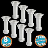 Ayarlanabilir 8 Adet 12 Cm Plastik Ayak Dolap Mobilya Tezgah Yükseltici Yükseltme Ayağı Ayakları
