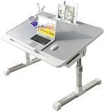 Ayarlanabilir Amortisörlü Laptop Sehpası - 60X40 Cm Katlanır Yatak Koltuk Masası, Çekmeceli Ve Usb Fan/Işıklı Taşınabilir Bilgisayar Masası