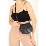 Ayarlanabilir Askılı Sade Ve Şık ve Ergonomik Çıtçıt Kapatmalı Çapraz Omuz Çantası Siyah