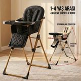 Ayarlanabilir Bebek Mama Sandalyesi 1-4 Yaş | 4 Kademe | Katlanabilir | Emniyet Kemerli - Siyah
