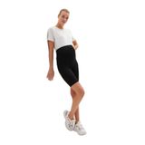 Ayarlanabilir Bel Pamuklu Hamile Şort Tayt, Siyah, 2XL