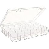 Ayarlanabilir Bölmeli Kolye Yüzük Takı Kutusu Organizer Düzenleyici Plastik Kutu 27.5X19.5X4.2 - Süt Beyazı