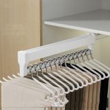Ayarlanabilir Çekme Elbise Askısı - Palto ve Pantolon için Uzatılabilir Dolap Düzenleyici Raf, 30-80 cm (21,6 inç), Yerden Tasarruflu Askı Tutucu, Beyaz, Kolay Kurulum