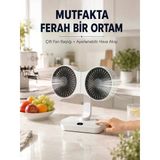 Ayarlanabilir Çift Fan Başlıklı Şarjlı Masa Vantilatörü