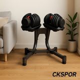 Ayarlanabilir Dambıl ve Stand Seti 2 x 40 kg Ayarlanabilir Mekanizmalı Dambıl + Dambıl Standı - Siyah