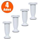Ayarlanabilir Dolap Mobilya Kanepe Sehpa Tezgah Ayağı Plastik Beyaz Ayakları 10 Cm (4 Adet)
